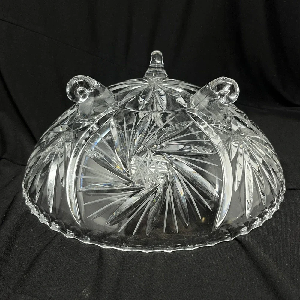 American Cut Pinwheel 3 Toed Vegetable Serving Bowl Crystal‎ 9.5